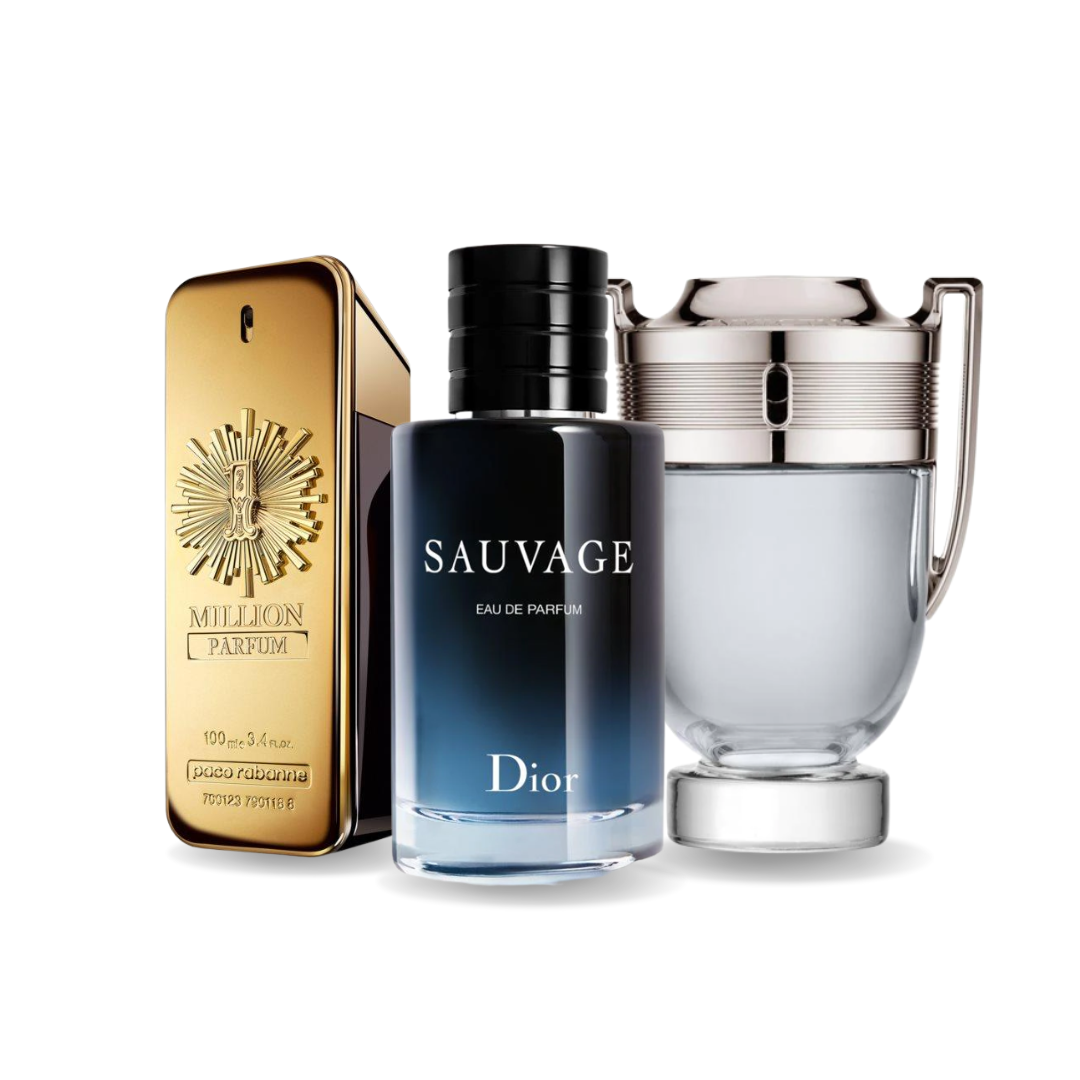 Combo de 3 Perfumes: Paco Rabanne ONE MILLION, Dior SAUVAGE y Paco Rabanne INVICTUS - 100ml