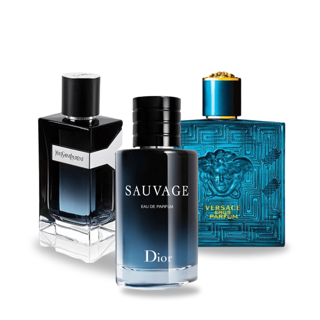 Combo de 3 Perfumes: Dior SAUVAGE, Yves Saint Laurent Y MEN y Versace EROS - 100ml