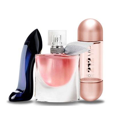 Combo de 3 Perfumes: Carolina Herrera GOOD GIRL, Lancôme LA VIE EST BELLE y Carolina Herrera 212 VIP ROSÉ - 100ml