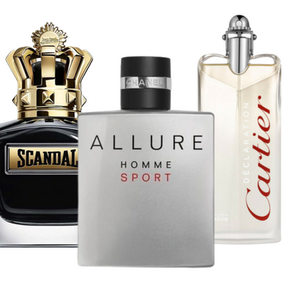 Combo de 3 Perfumes: Jean Paul Gaultier Scandal, Allure Homme Deporte y Cartier Declaration - 100ml