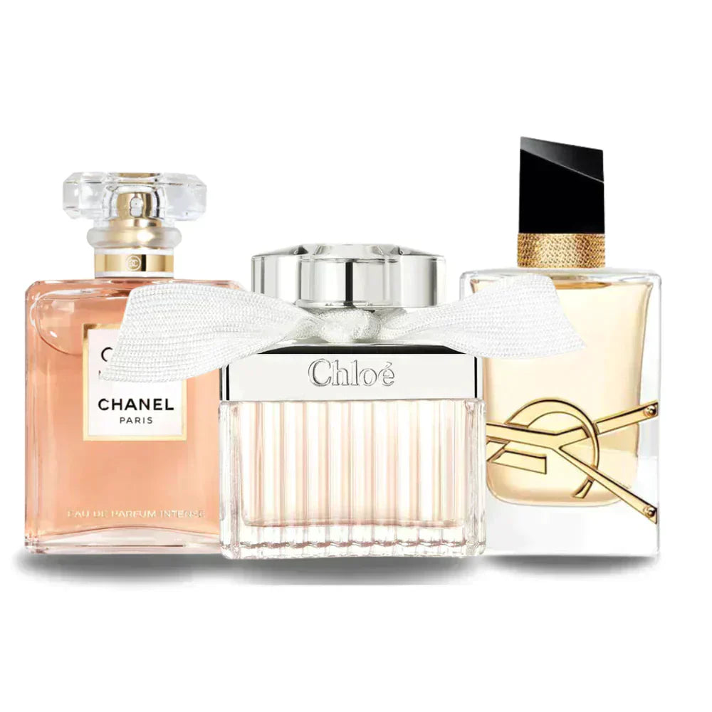 Combo de 3 Perfumes: Chanel COCO MADEMOISELLE, Yves Saint Laurent LIBRE y CHLOÉ - 100ml